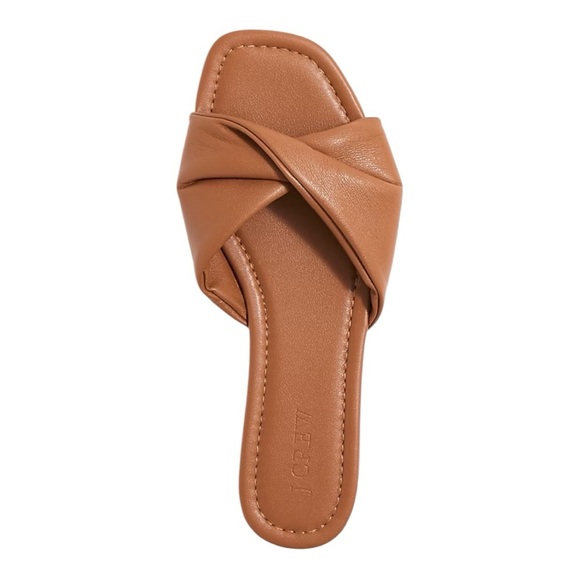 J. Crew Twisted Puff Slip On Slide Sandal in Brown Criss Cross Euro Summer NEW - Picture 10 of 10